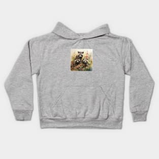 Three Cute Raccoons Kids Hoodie